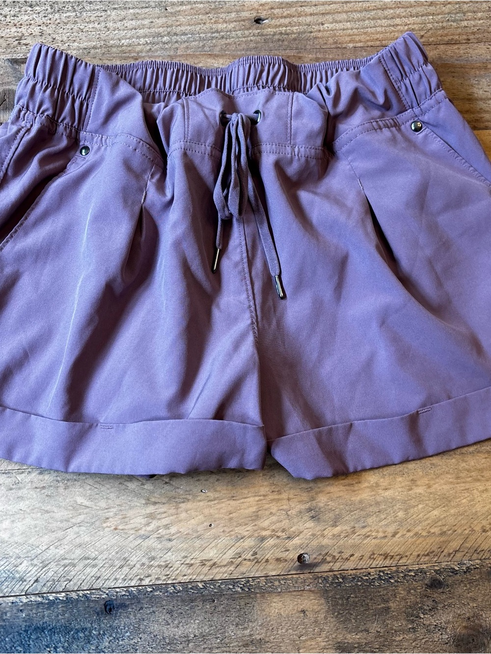 Mondetta Lavender High-Waist Pleated Drawstring Shorts